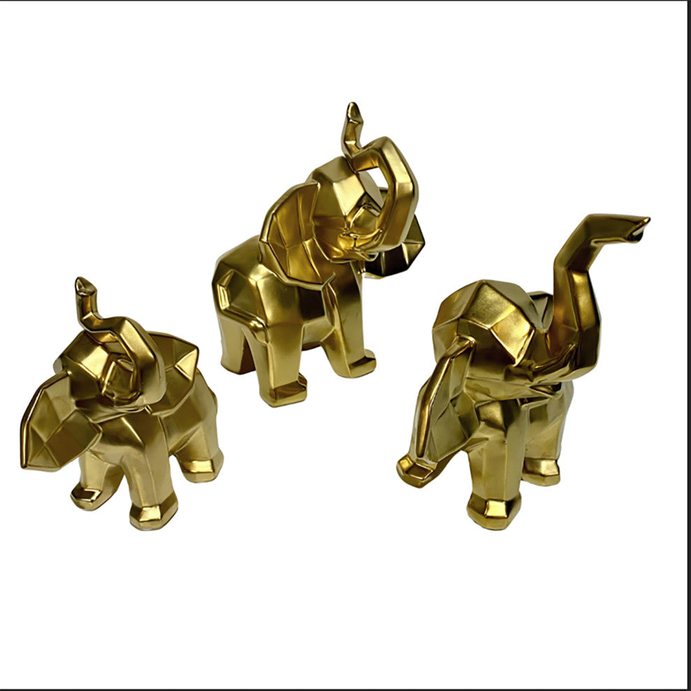 Urban Designs Luck And Wisdom Elephant Trio Collectible Statue Figurine - Silver, Gold