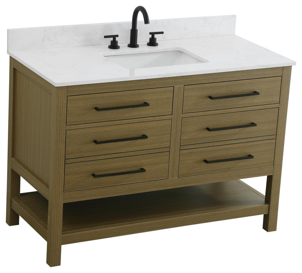 Home Living 48" Single Bathroom Vanity, Chestnut Brown With Backsplash