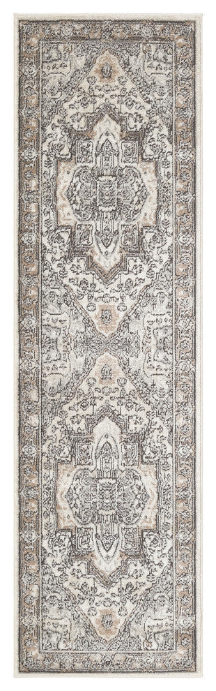 Nourison Quarry 2'2" x 10' Ivory Grey Taupe Vintage Indoor Rug