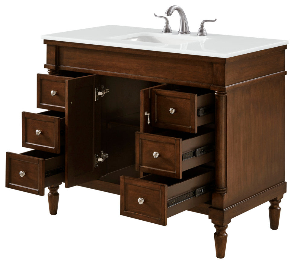 Elegant 42" Single Bathroom Vanity in Walnut
