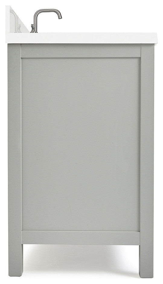 ARIEL Cambridge 37" Left Offset Rectangle Sink Gray Bathroom Vanity Quartz Top