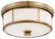 2-Light Flush Mount, Liberty Gold With Etched Opal Glass