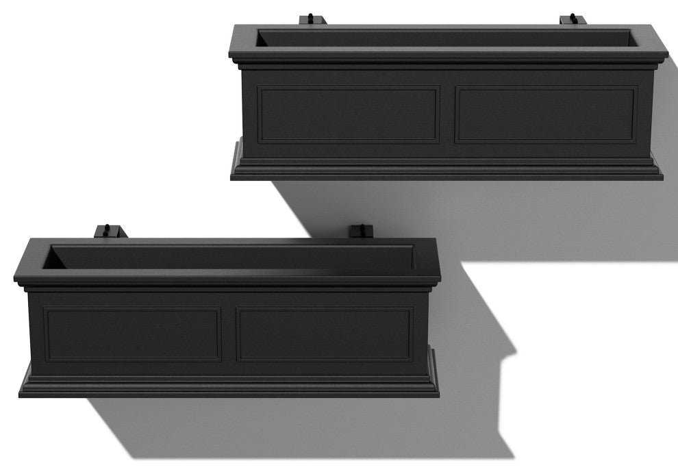 Brixton Window Box Planter With Bracket, 36", Black, 36 Inch, 2 Pack