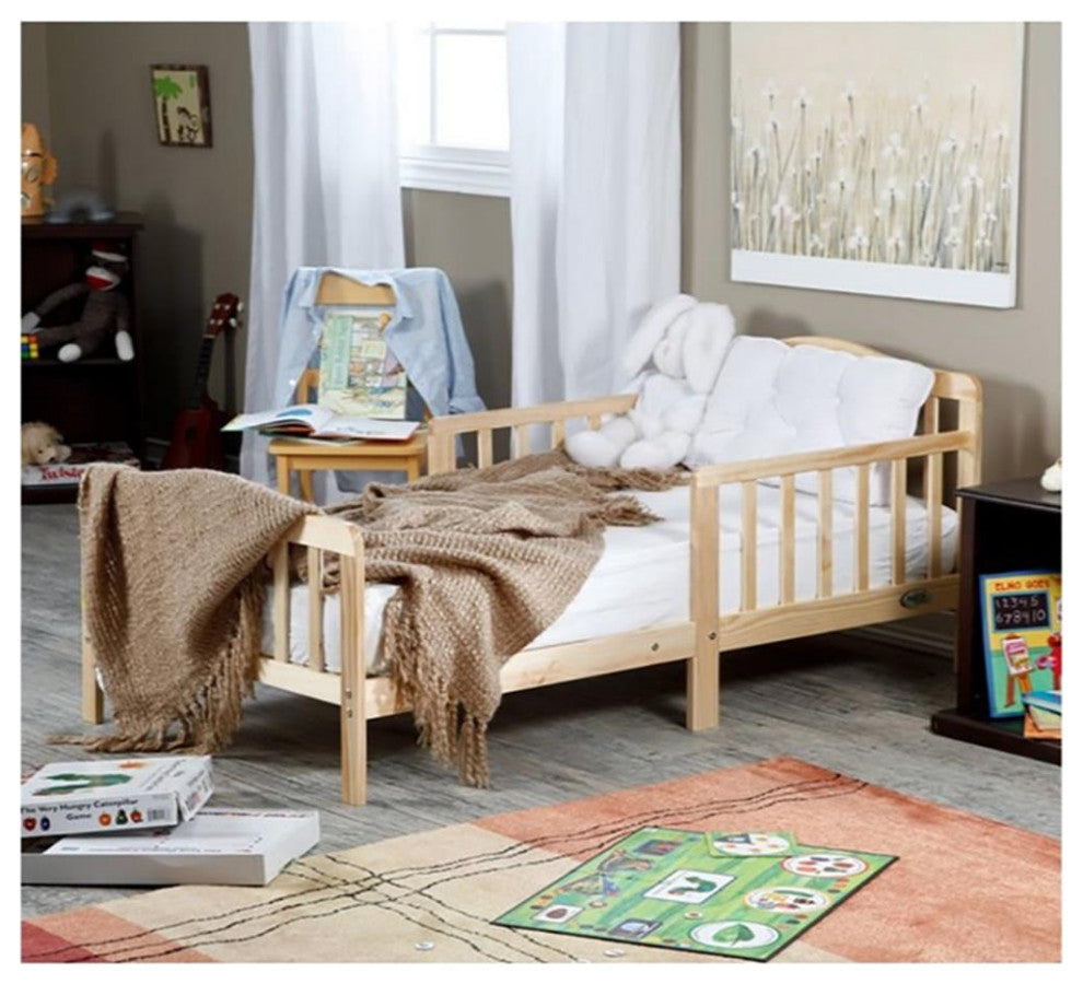 Orbelle Contemporary New Zealand Pine Solid Wood Toddler Bed in Natural