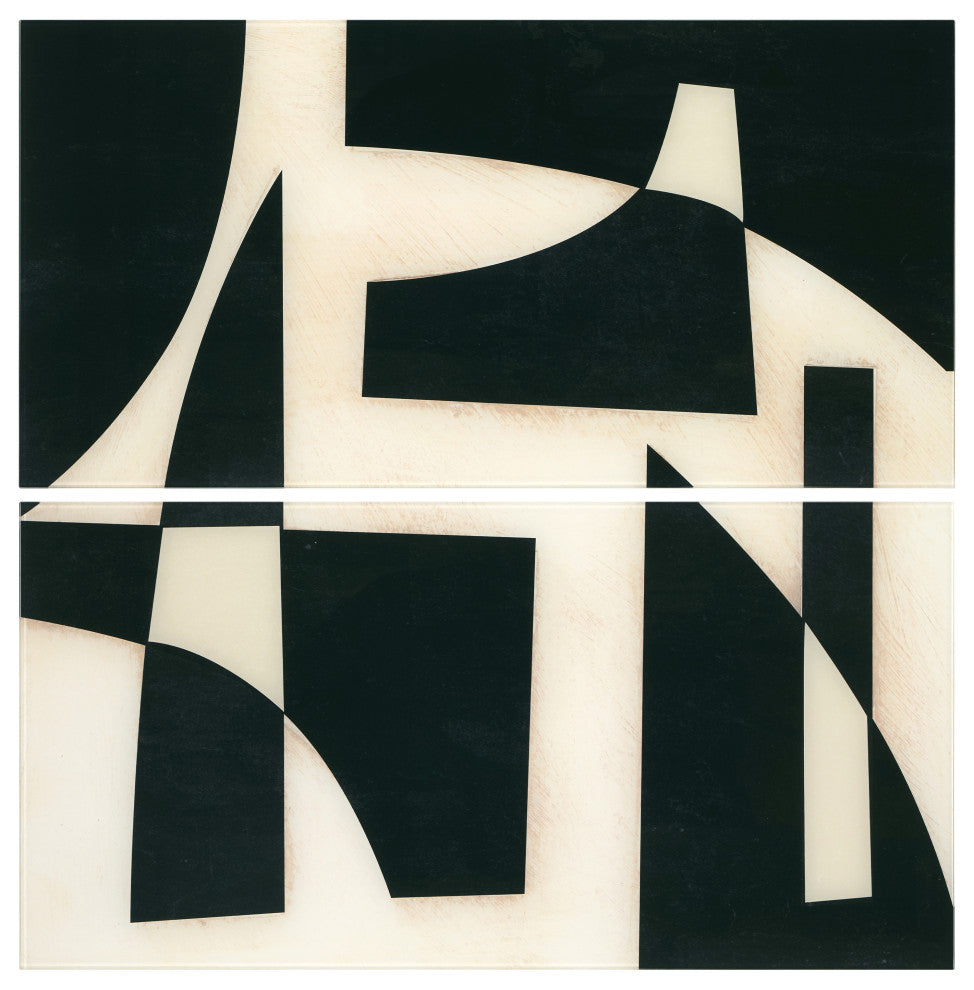 "Onyx Cutout" Oversized 72"x36" Frameless Reverse Printed Tempered Art Glass Set