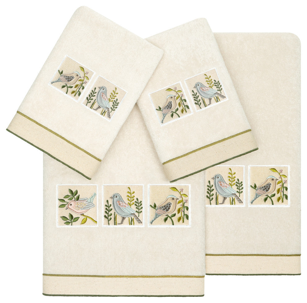 Linum Home Textiles 100% Turkish Cotton BELINDA 4PC Embellished Towel Set