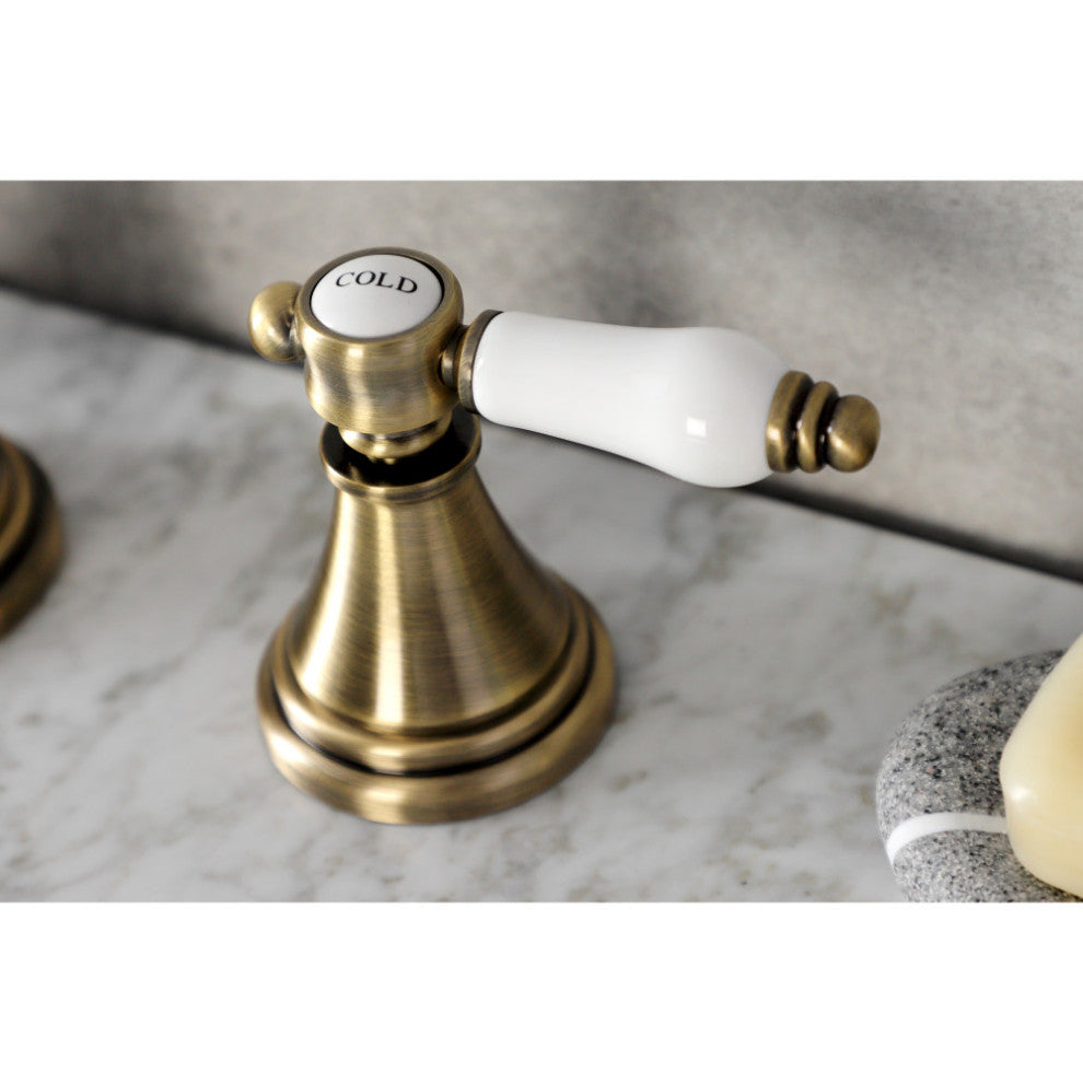 KS2983BPL Bel Air Widespread Bathroom Faucet With Brass Pop-Up, Antique Brass