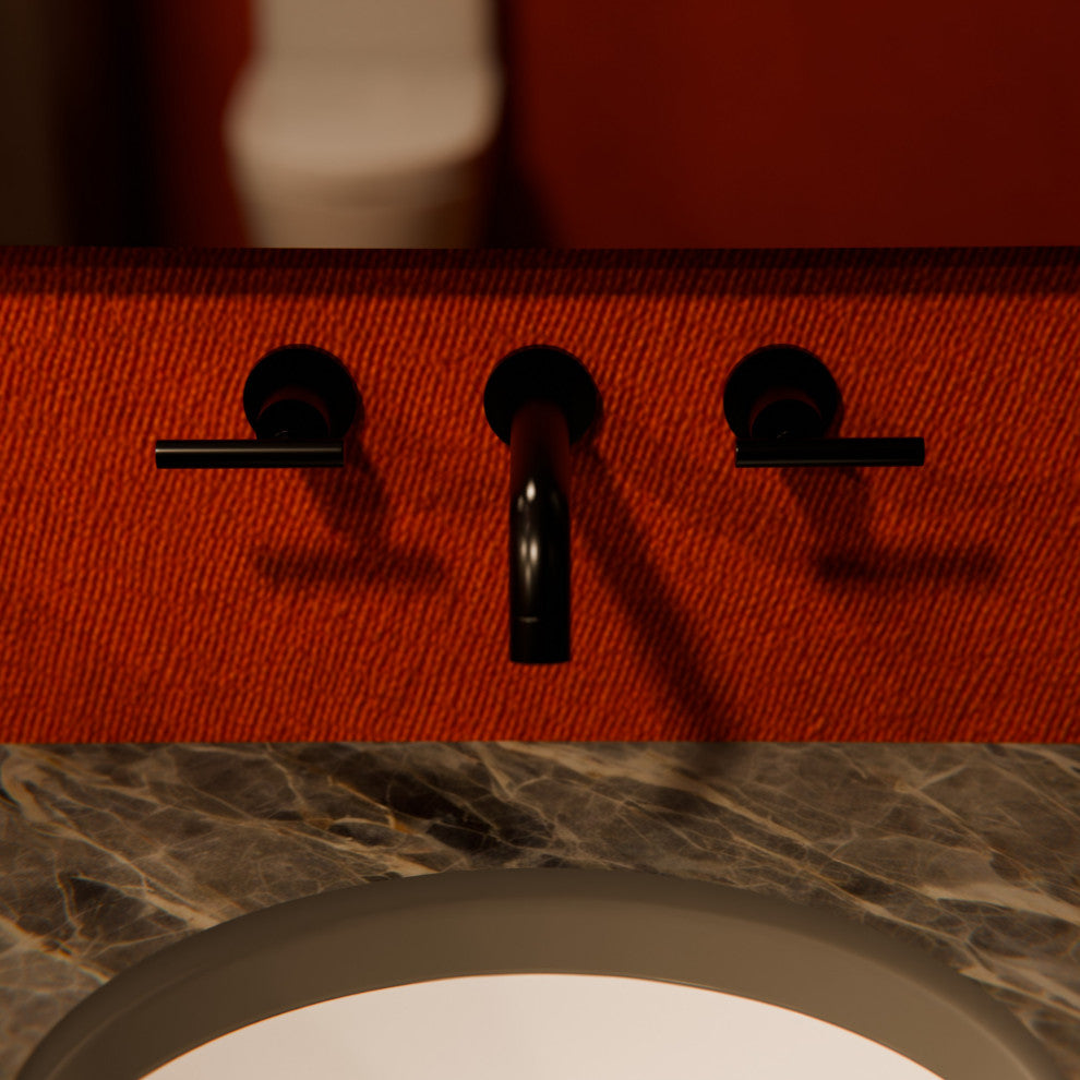 Novatto NBF-W04 Kennedy Two Handle Wall Mount Bathroom Faucet Series, Matte Black