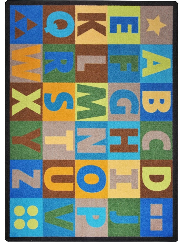 Kid Essentials Rug, Oversize Alphabet, Earthtone, 7'8"x10'9"