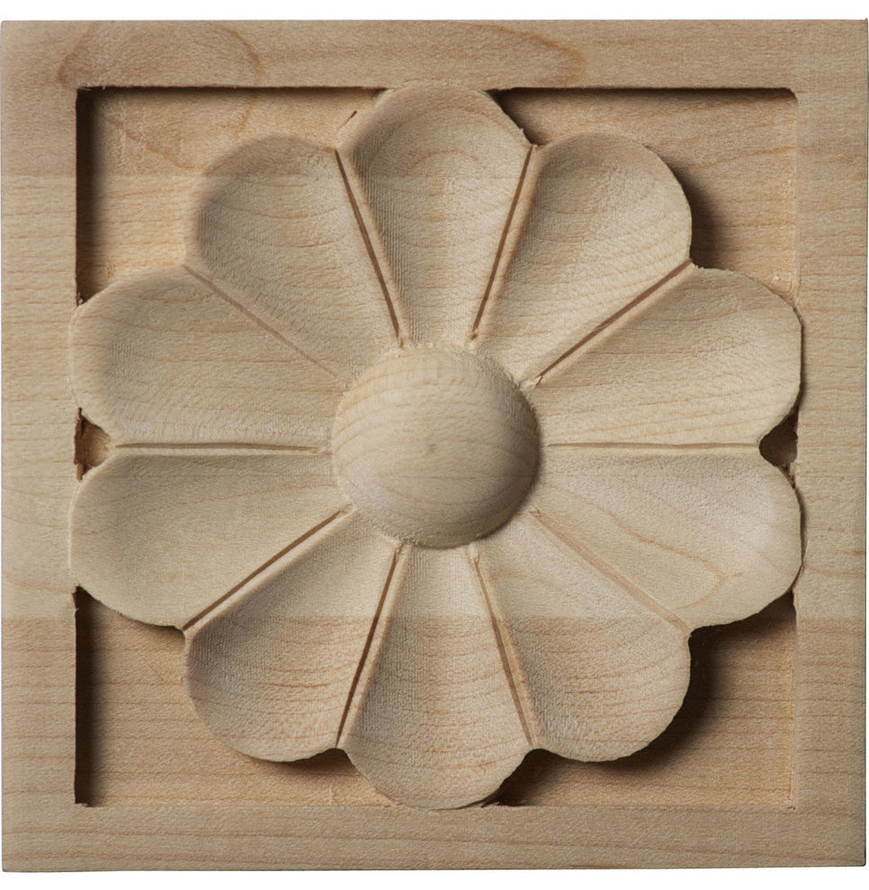 3 1/2"W x 3 1/2"H x 3/4"D Medium Medway Rosette, Alder