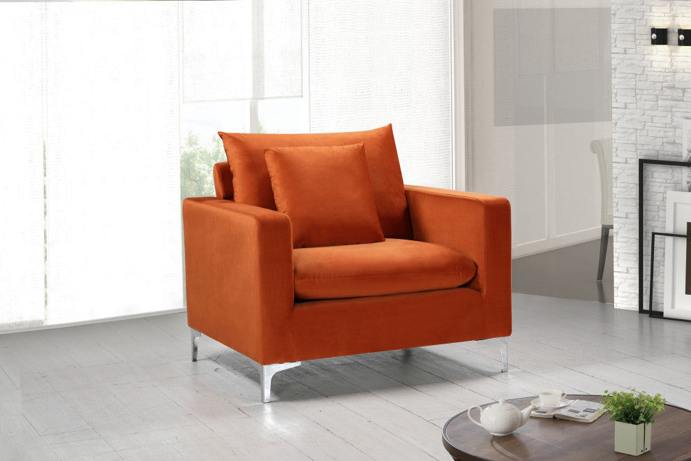 Naomi Velvet Upholstered Chair, Cognac