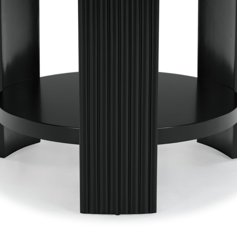 Safavieh Couture Liabella Round Wood Accent Table, Black