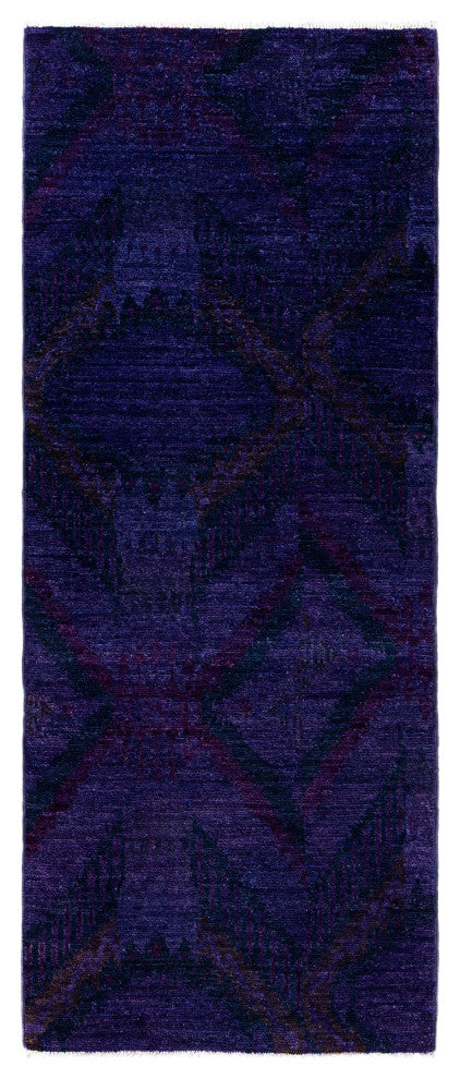 Overdyed One-of-a-Kind Hand-Knotted Area Rug Purple, 2' 6" x 6' 4"