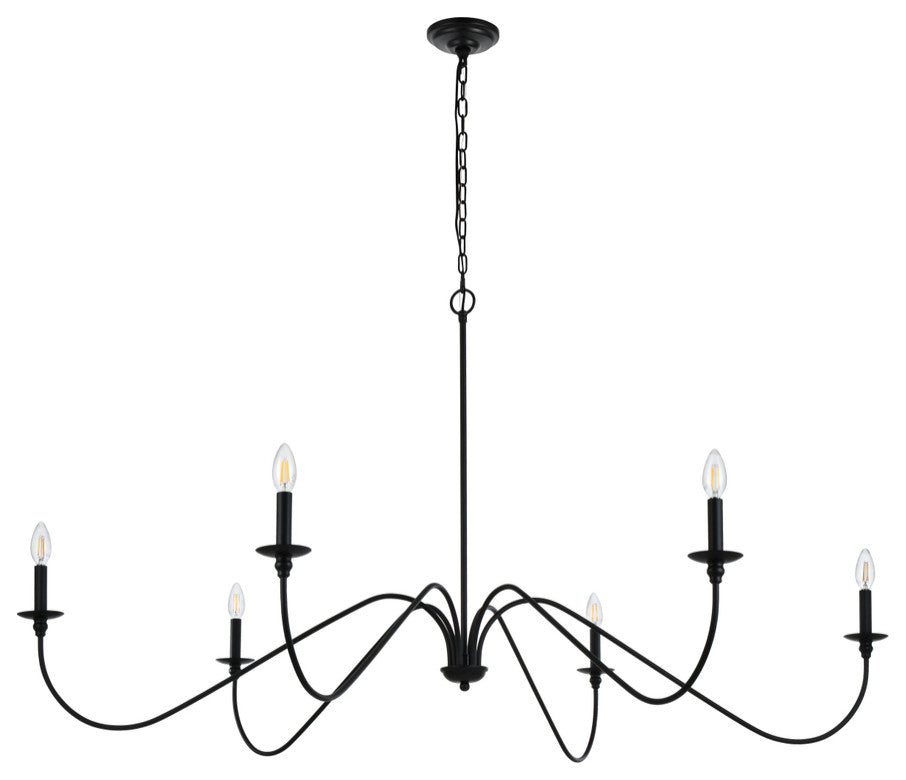 Living District Rohan 60" Chandelier in Matte Black