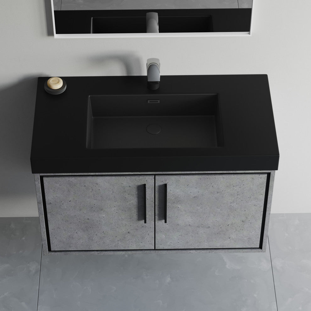 Dowell 18" FTB Resin Bathroom Vanity Basin, Black, 36wx18dx6h