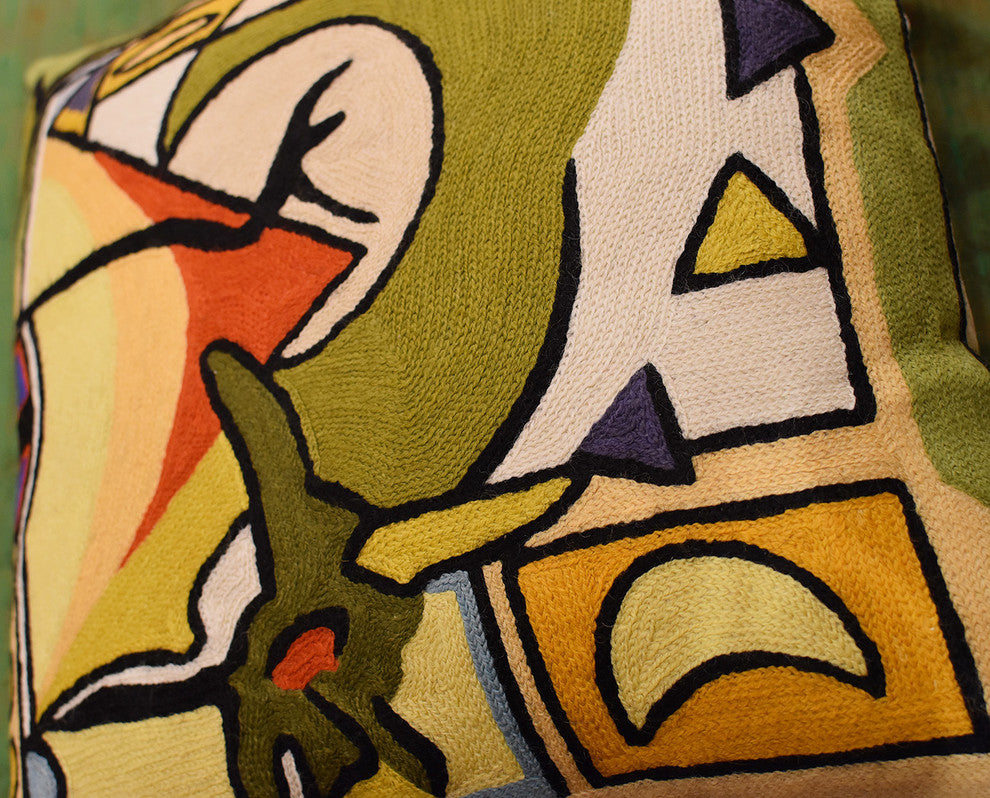 Fun in the Sun III by Alfred Gockel Accent Pillow Cover Handmade Wool 18x18"