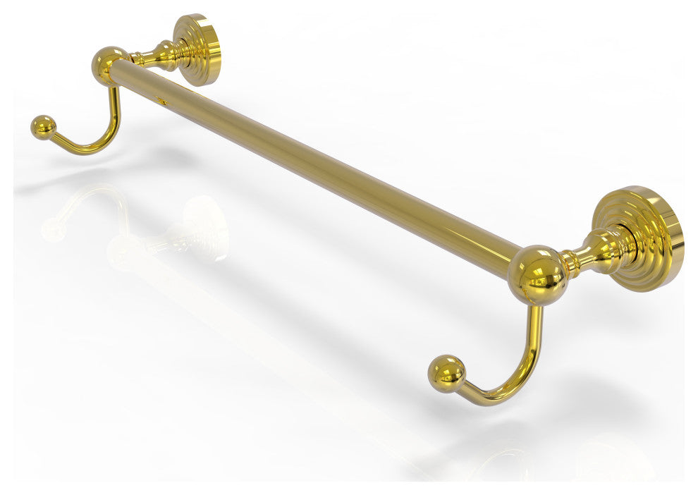 Waverly Place 36" Towel Bar and Integrated Hooks, Polished Brass