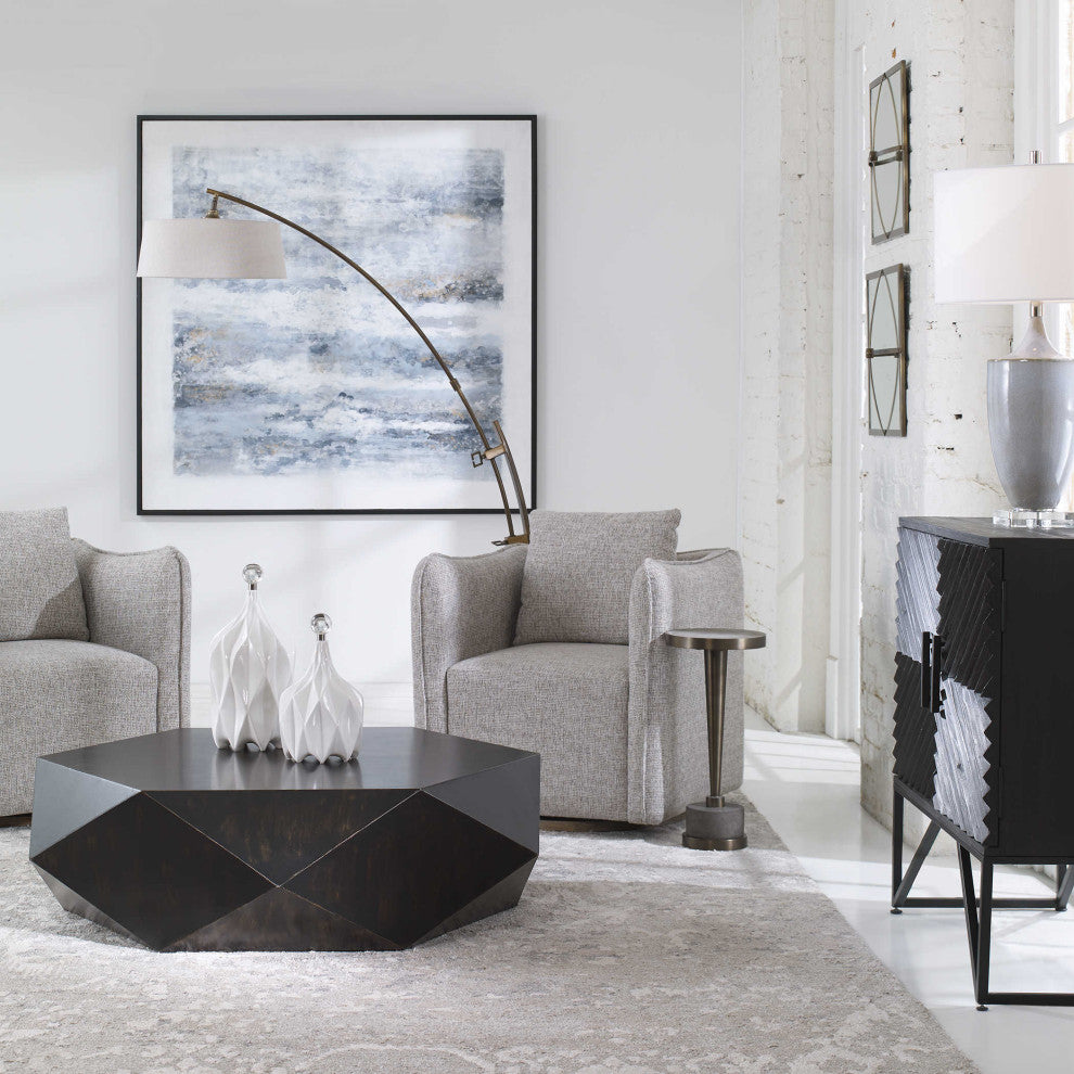 Adjustable Arc Suspended Shade Arm Floor Lamp, Reading