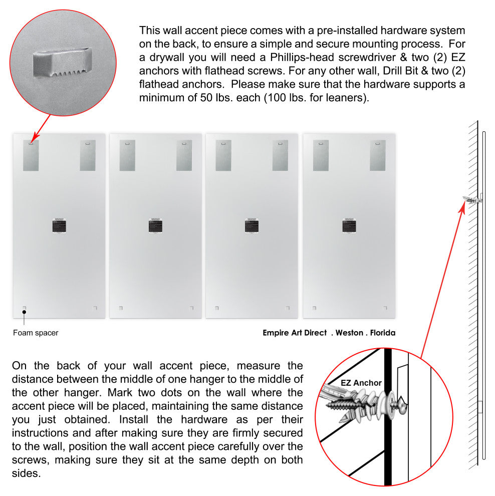"Victoria Regia" Oversized Frameless Reverse Printed Tempered Art Glass Set