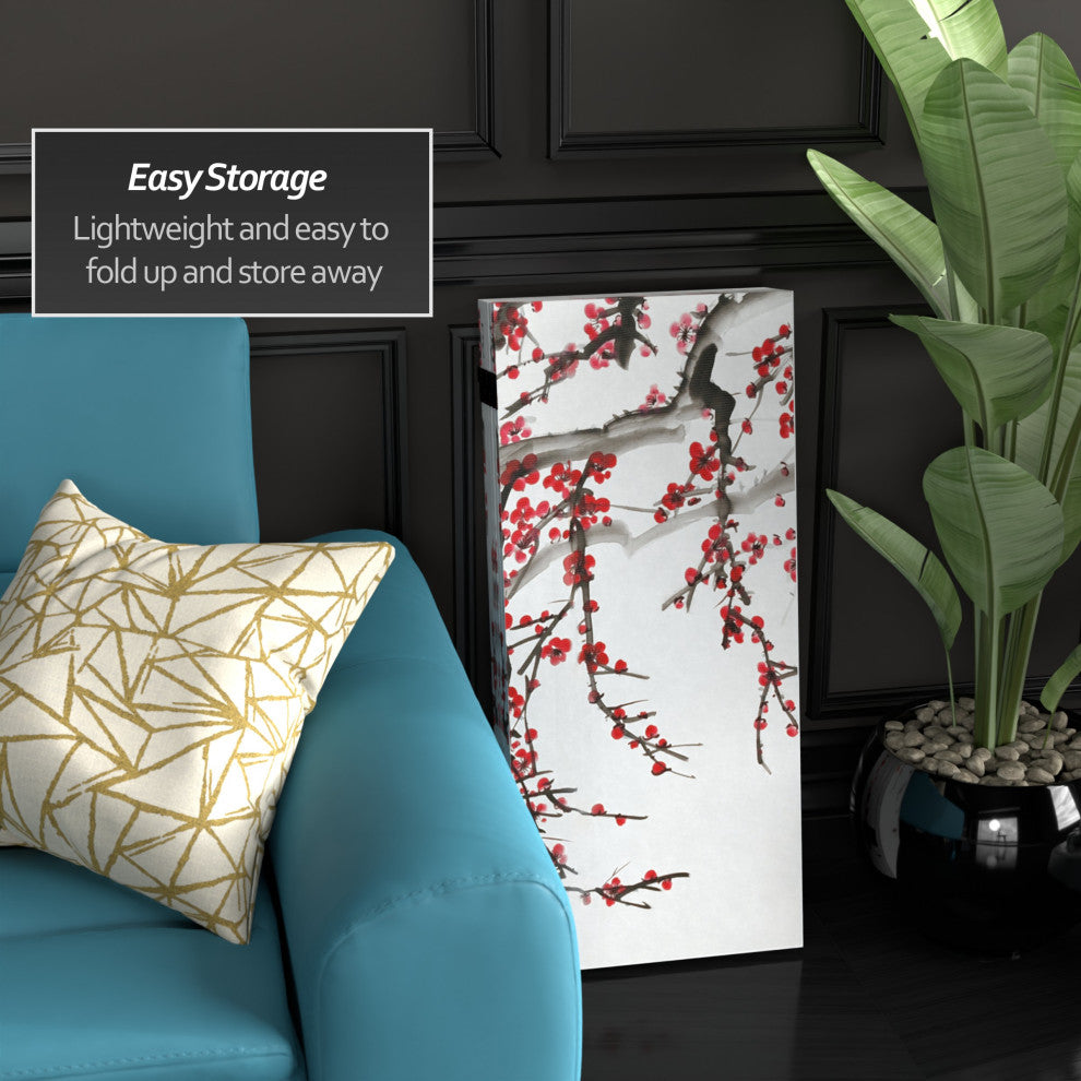 3' Tall Double Sided Plum Blossom Canvas Room Divider