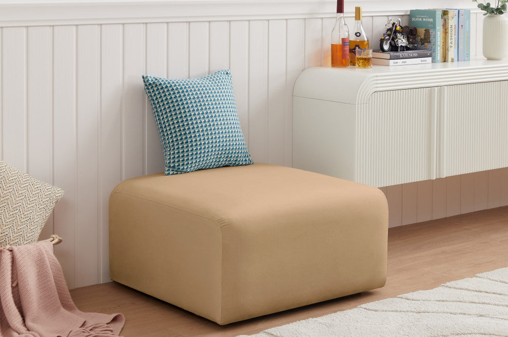 Arc Upholstered Modular Component, Camel, 1-Piece: Ottoman, Velvet