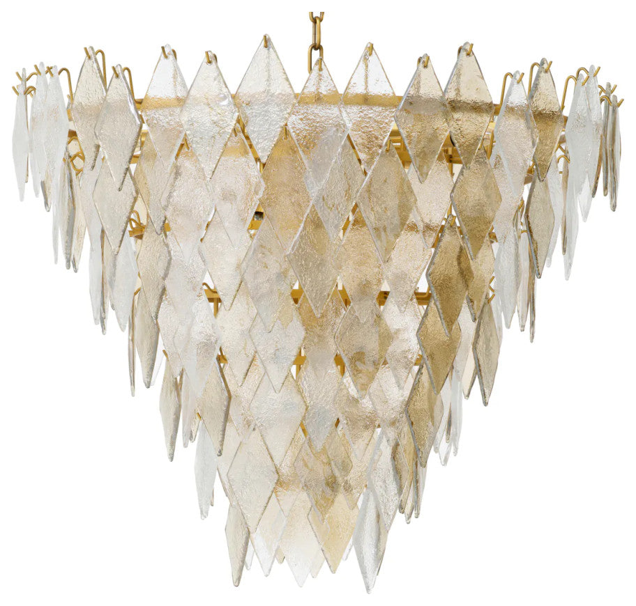 Sugared Glass Chandelier, Eichholtz Rhombus, Large