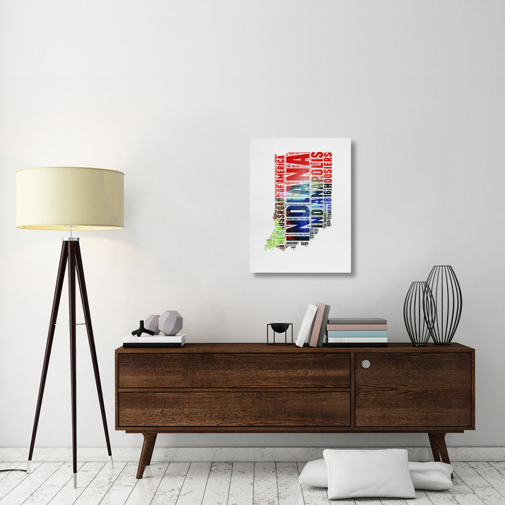 "Indiana Watercolor Word Cloud" Fine Art Print