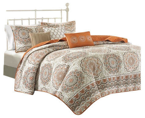 Madison Park Printed Quilt 6-Piece Coverlet Set, King/California King