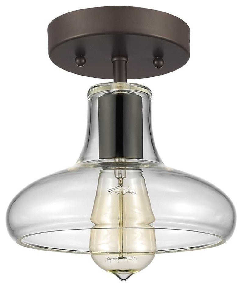 Ironclad  1-Light Rubbed Bronze Semi-Flush Ceiling Fixture