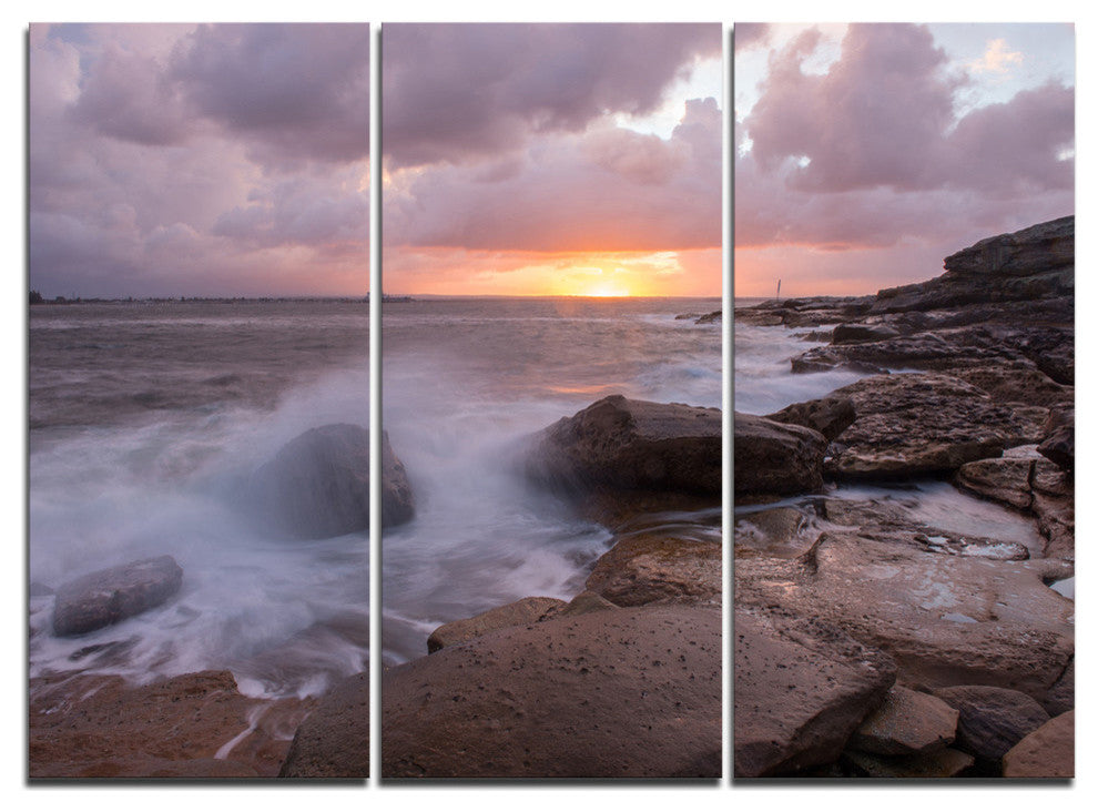 "Stormy Waves in Beautiful Australia Beach" Metal Wall Art, 3 Panels, 36"x28"