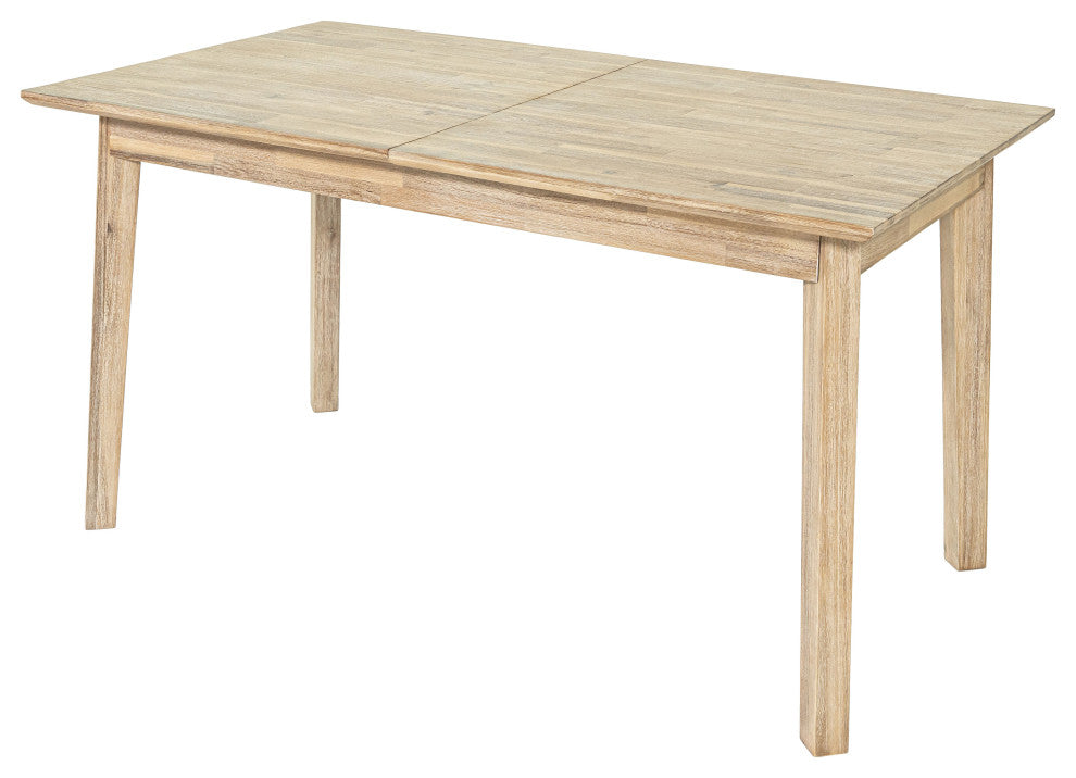 Gia 55-71" Solid Acacia Small Extension Dining Table, Gray Wash