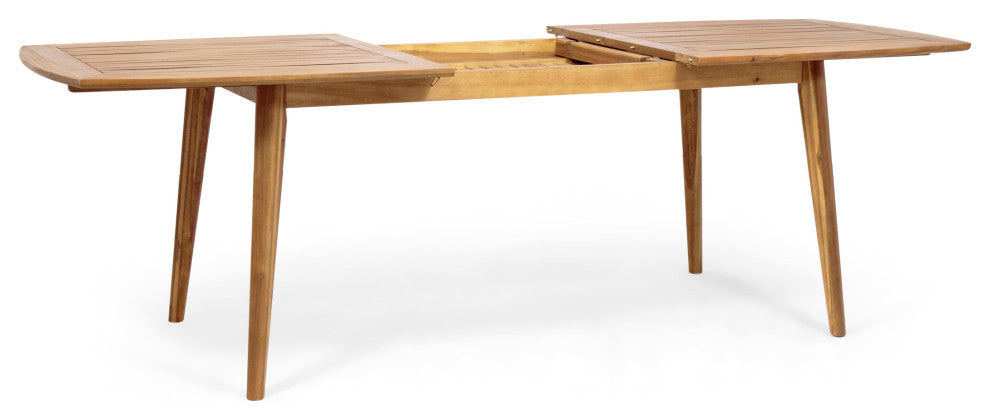 Candance Outdoor Acacia Wood Expandable Dining Table, Teak