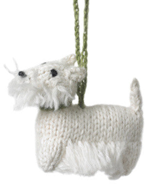 Hand-Knit Westie Christmas Ornament