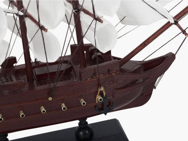 Wooden Caribbean Pirate White Sails Model Pirate Ship 12''