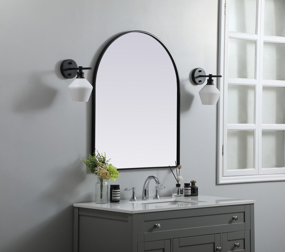 Metal Frame Arch Mirror 30X36 Inch, Black