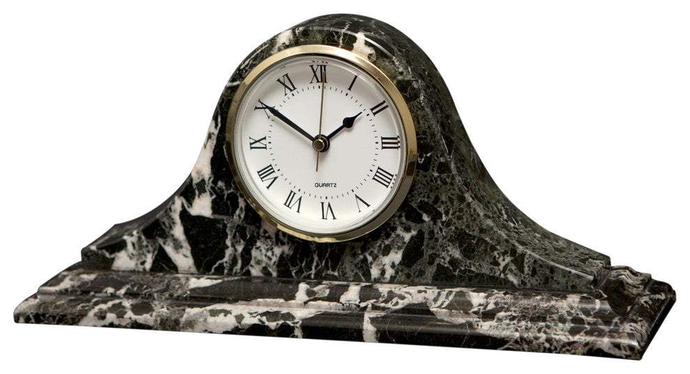 Saturn Collection Black Zebra Marble Mantle clock