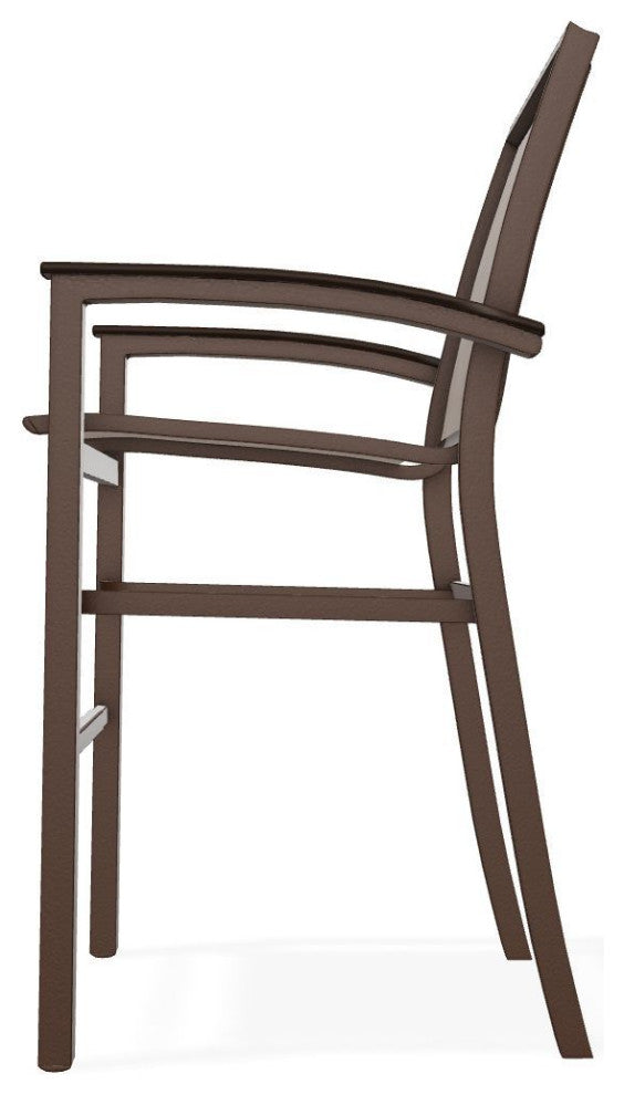 Bazza Sling Bar Height Stackable Outdoor Stool, Augustine Fennel/Kona