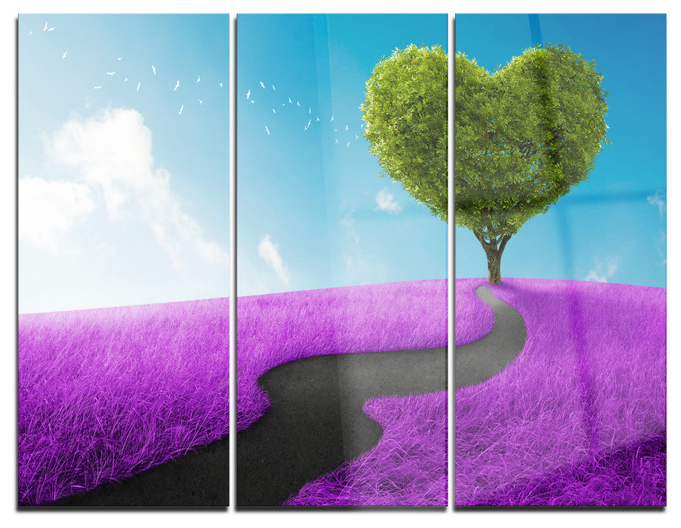 "Heart Tree Abstract" Digital Metal Wall Art, 3 Panels, 36"x28"