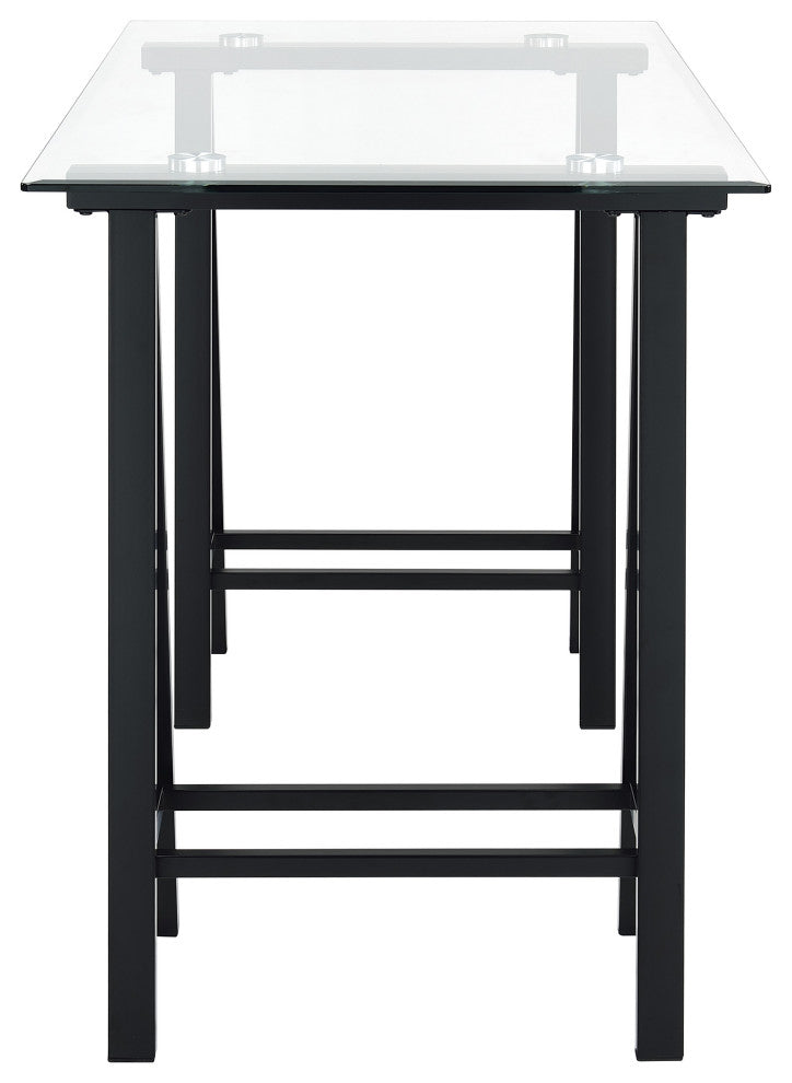 Middleton Desk With Clear Glass Top and Black Base