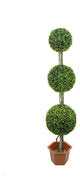Potted Two-Tone Artificial Boxwood Triple-Ball Topiary Tree, 5'