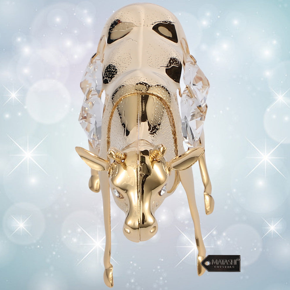 24K Gold Plated Crystal Studded Cow Figurine Ornament Year of the Ox