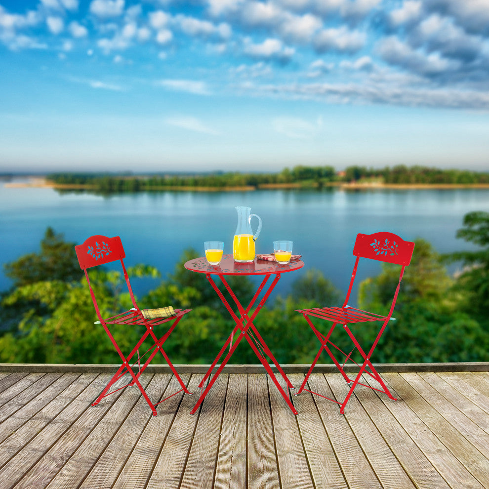 Metal 3-Piece Bistro Set, Red