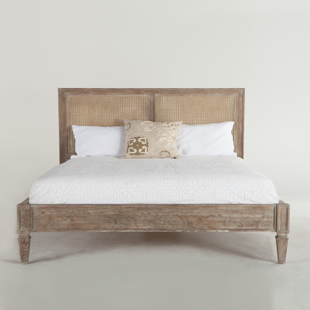 Parisian Vintage Gray Oak King Platform Bed