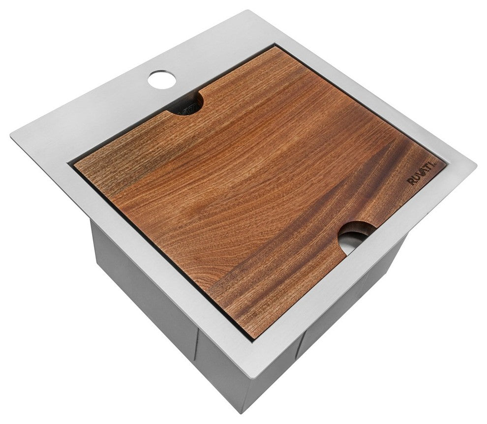 Ruvati 15" Workstation Drop-in Bar Prep RV Sink Stainless Steel, RVH8215