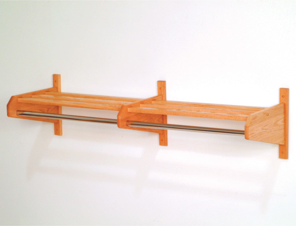 74" Oak Coat & Hat Rack, Light Oak