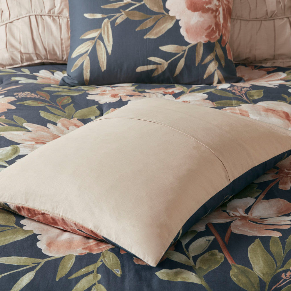 Madison Park Camillia 8 Piece Cotton Comforter Set in Navy