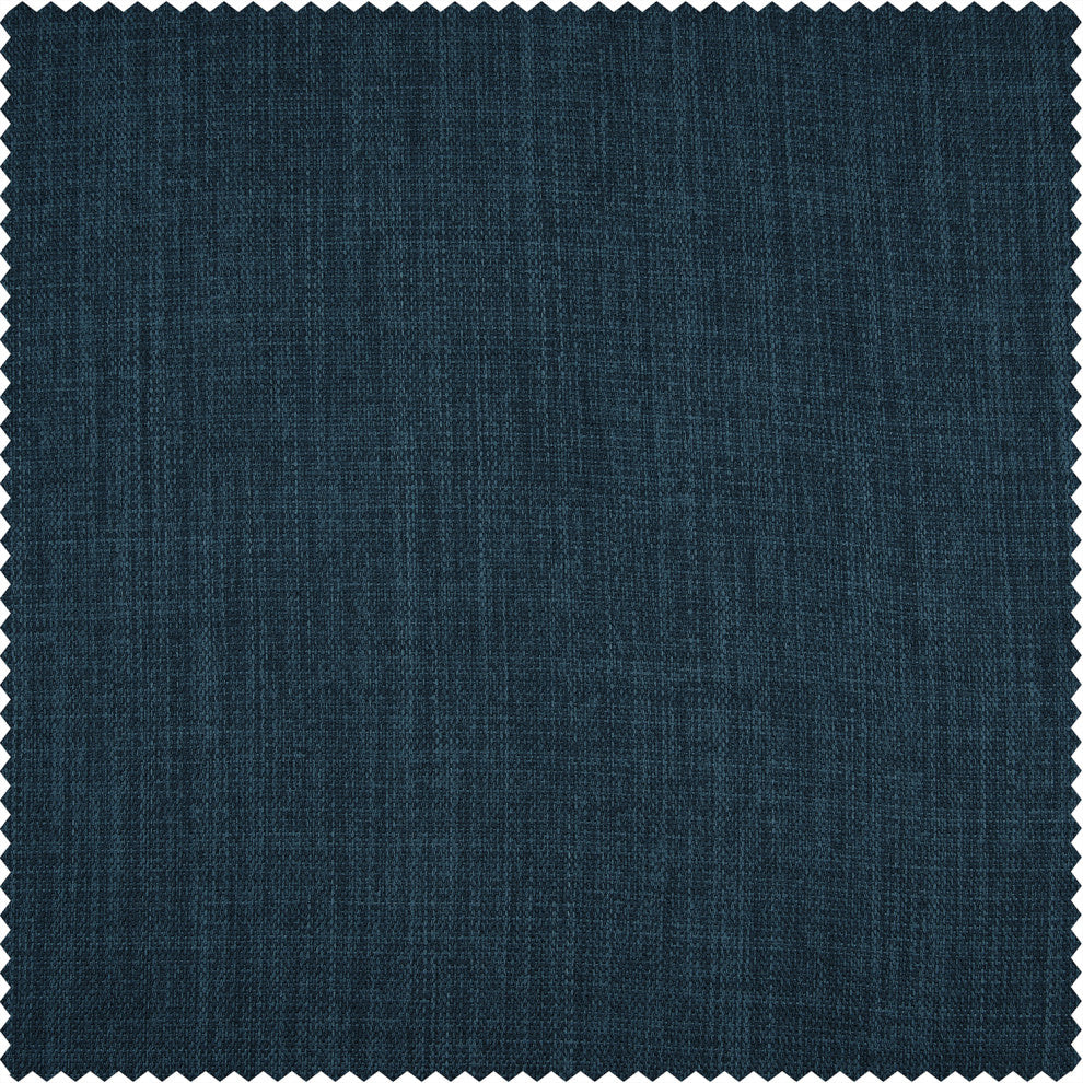 Faux Linen Darkening Curtain Single Panel, Story Blue, 50"x108"