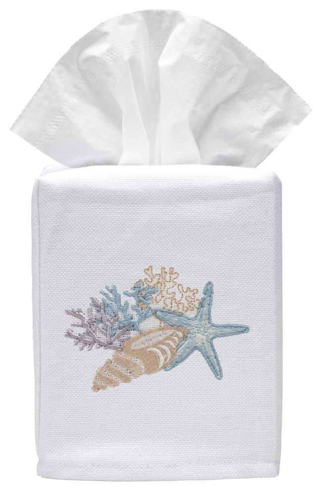 Tissue Box Cover, Shell Collection light Blue