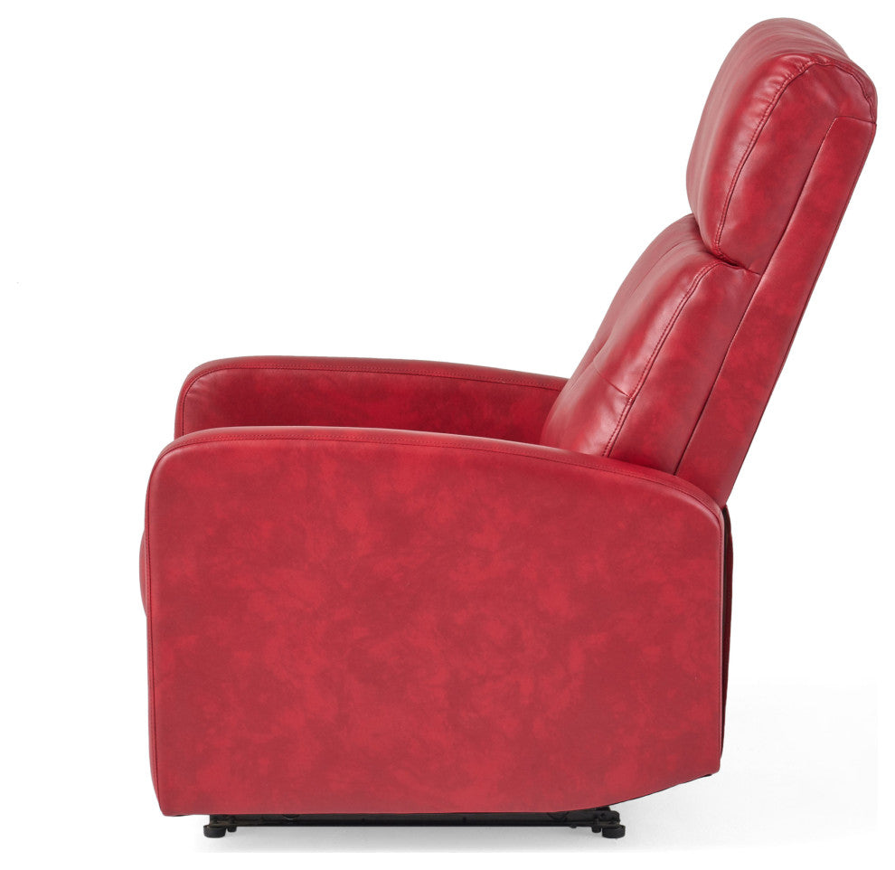 GDF Studio Teyana Red Leather Recliner Club Chair