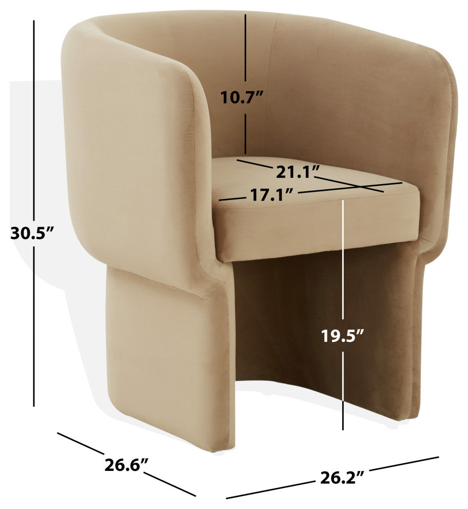 Safavieh Couture Wally Velvet Accent Chair, Light Brown
